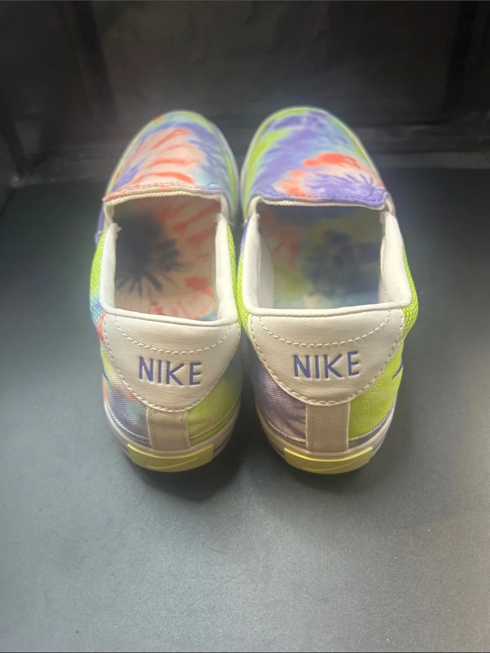 Nike Kids Slip-On Tie-Dye Sneakers - Purple, Green, Orange, Blue